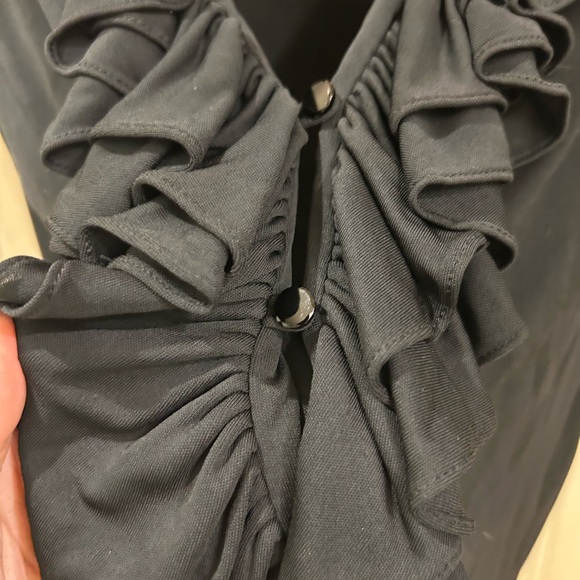 Douglas Hannant Ruffle Blouse, Sleeveless, Slightly Fitted Waist, Navy, Sz 4 - Picture 4 of 7